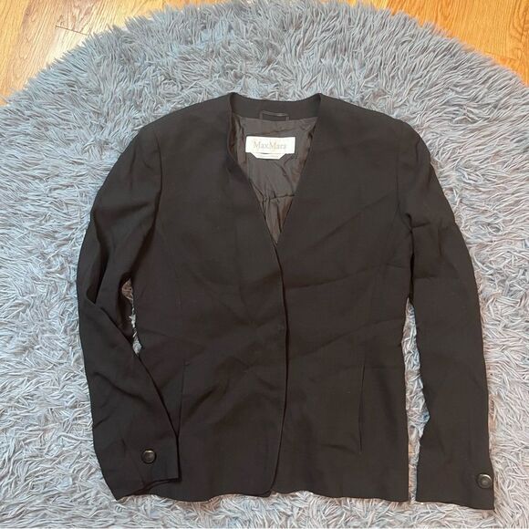 Max Mara Black Wool Blazer Size 8 - Picture 1 of 7